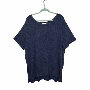 TERRA & SKY WOMENS BLUE SHORT SLEEVE  HI LOW SHIRT PLUS SIZE 3X